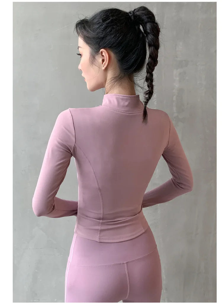 Women’s 2024 Zip-Up Sports Jacket – Warm Fitness Top