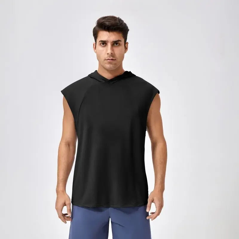 Men’s Wide Shoulder Quick-Dry Hooded Tank Top