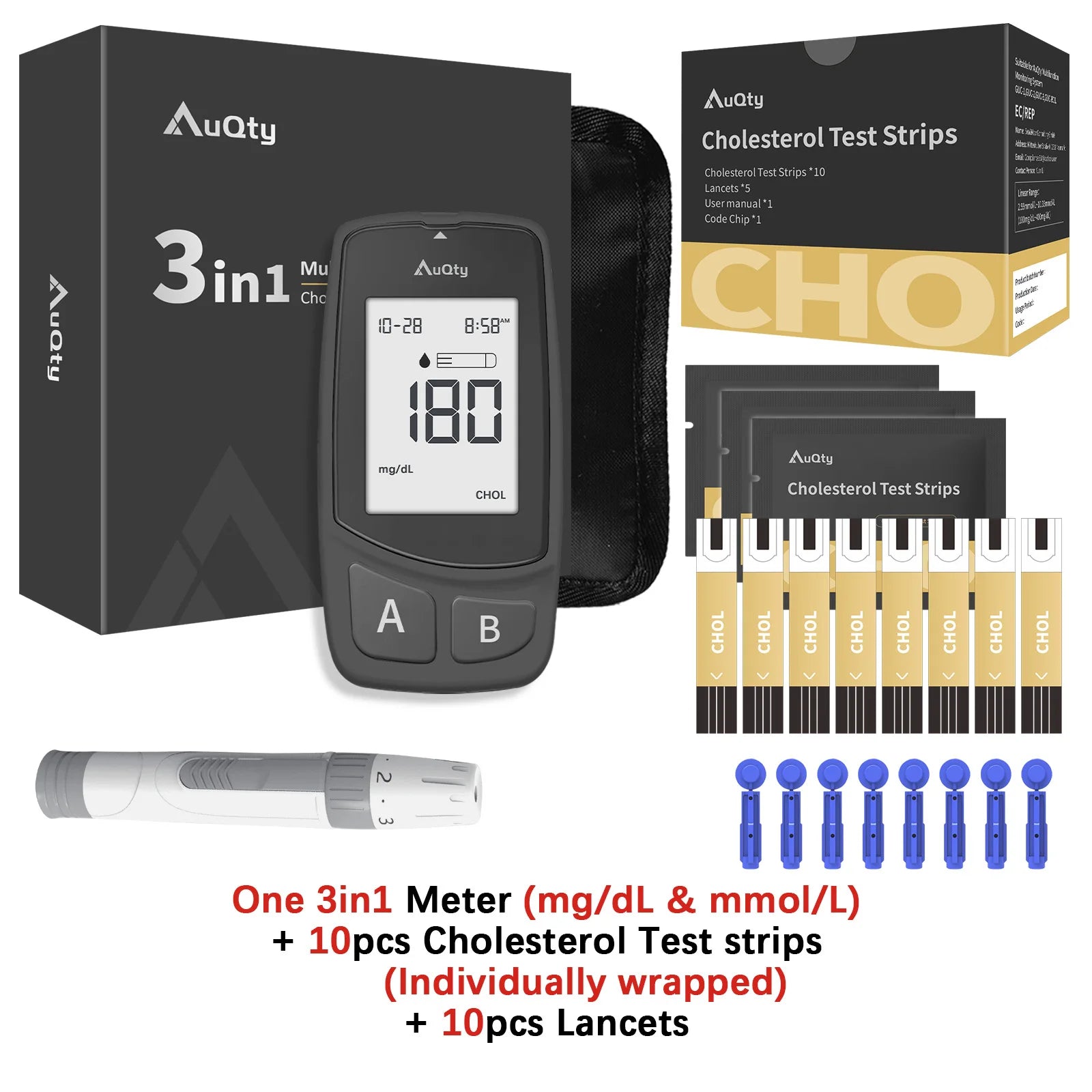 3-in-1 Cholesterol, Uric Acid & Glucose Meter Kit