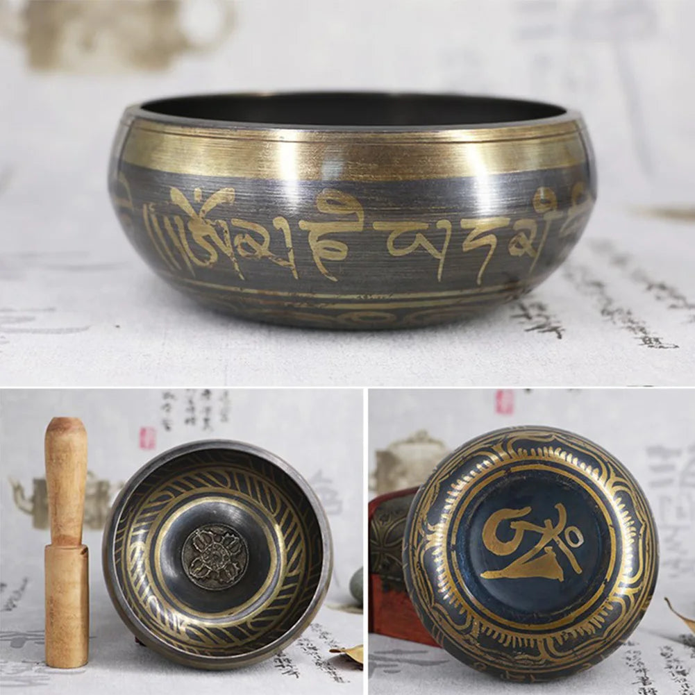 Handmade Tibetan Singing Bowl Set – Lotus Design