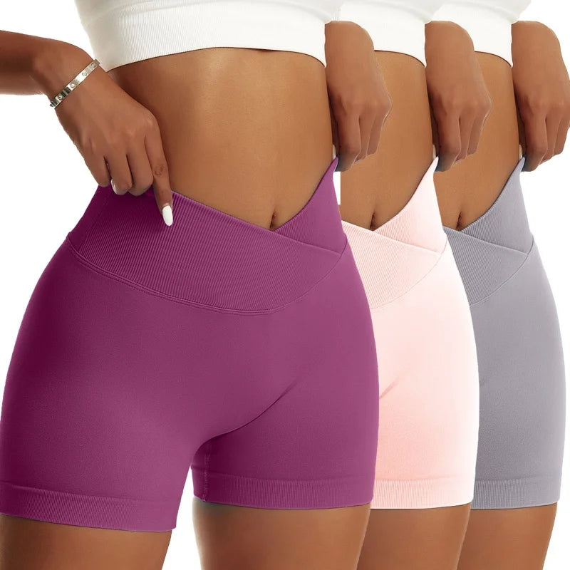 3-Piece Women’s Peach High-Waist Sports Shorts Set