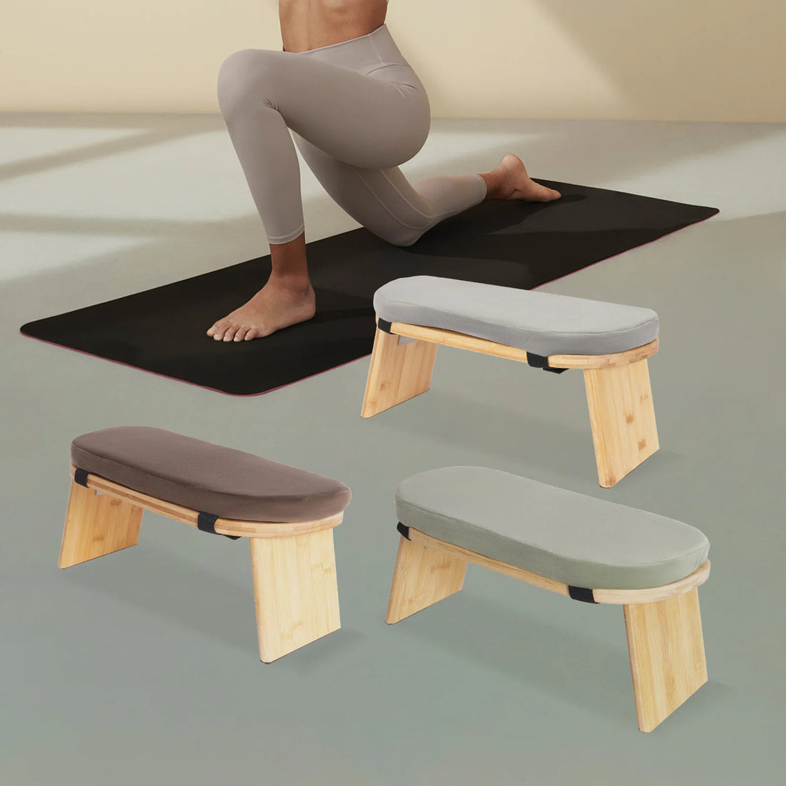 Foldable Bamboo Meditation Stool with Cushion