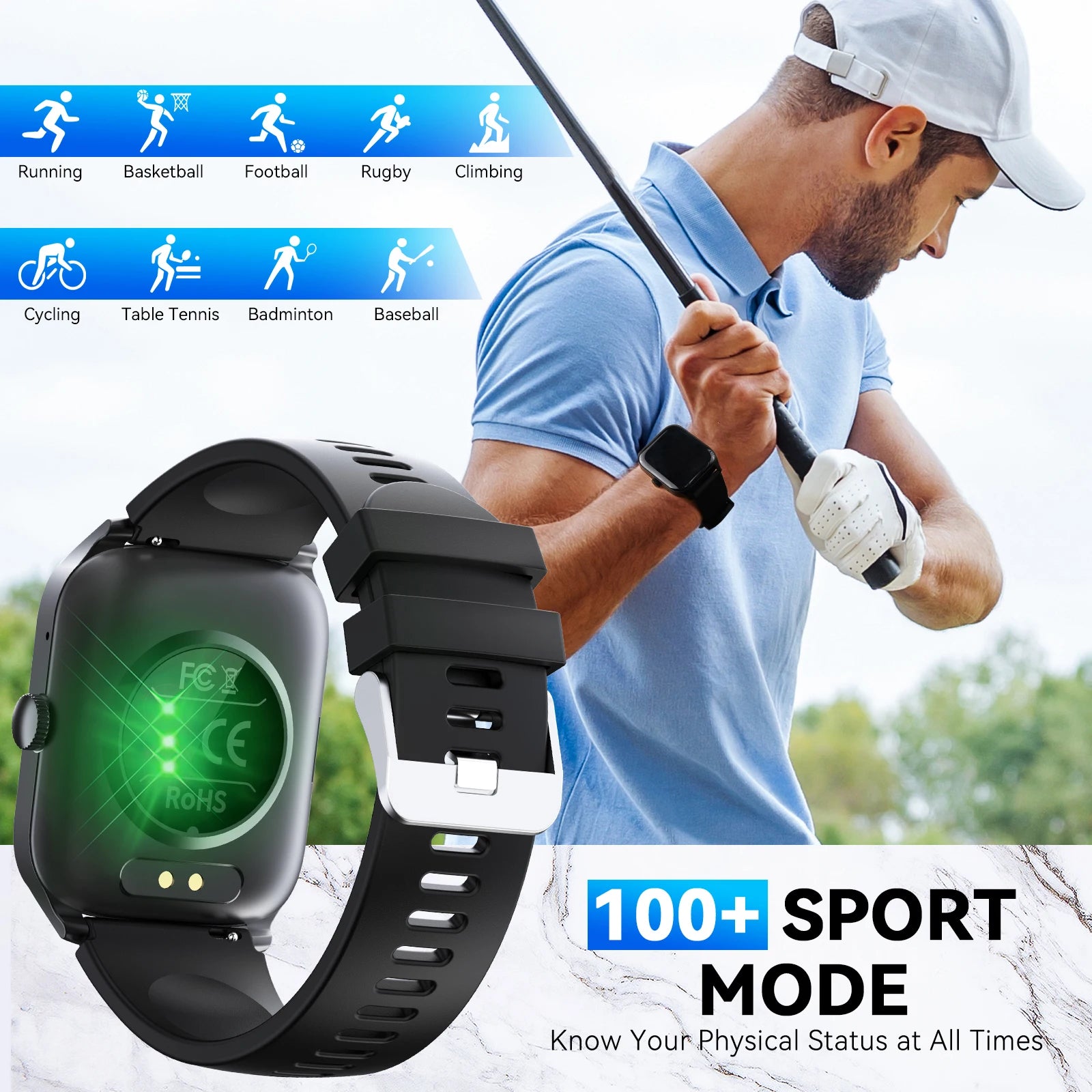 LaNikar QS56 Smart Watch 1.83" Bluetooth Call Fitness Tracker