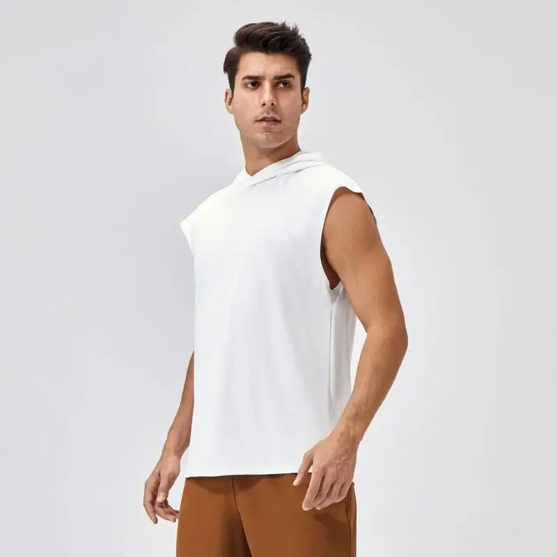 Men’s Wide Shoulder Quick-Dry Hooded Tank Top