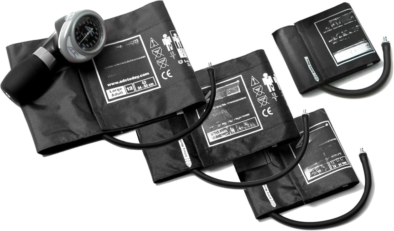 Multikuf 732-BK EMT 4-Cuff Kit with 804 Palm Aneroid Sphygmomanometer