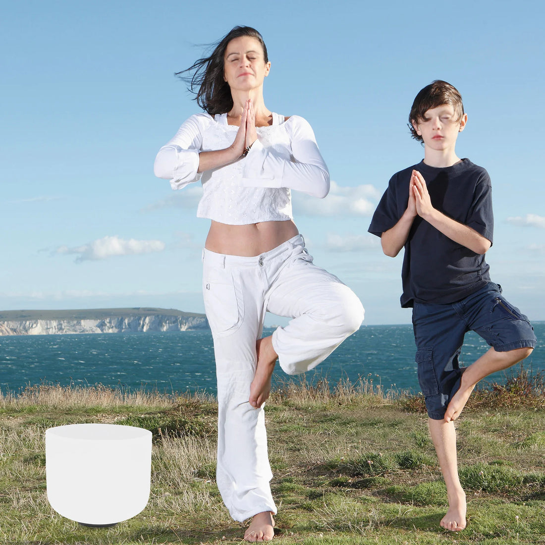 8" White Crystal Singing Bowl – Solar Plexus Chakra