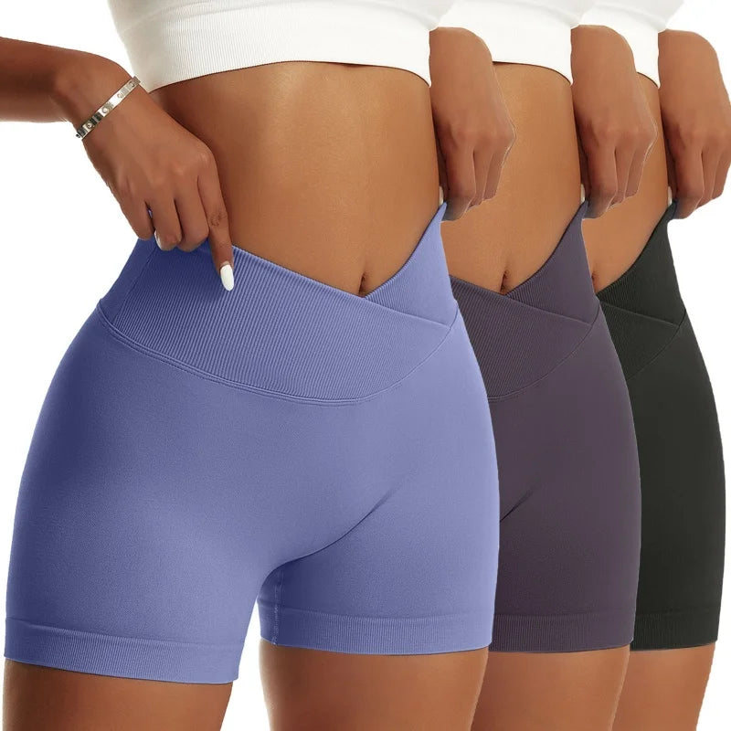 3-Piece Women’s Peach High-Waist Sports Shorts Set