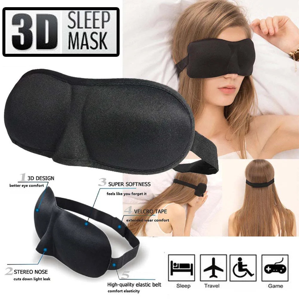 3D Soft Padded Sleeping Eye Mask – Travel & Rest Aid