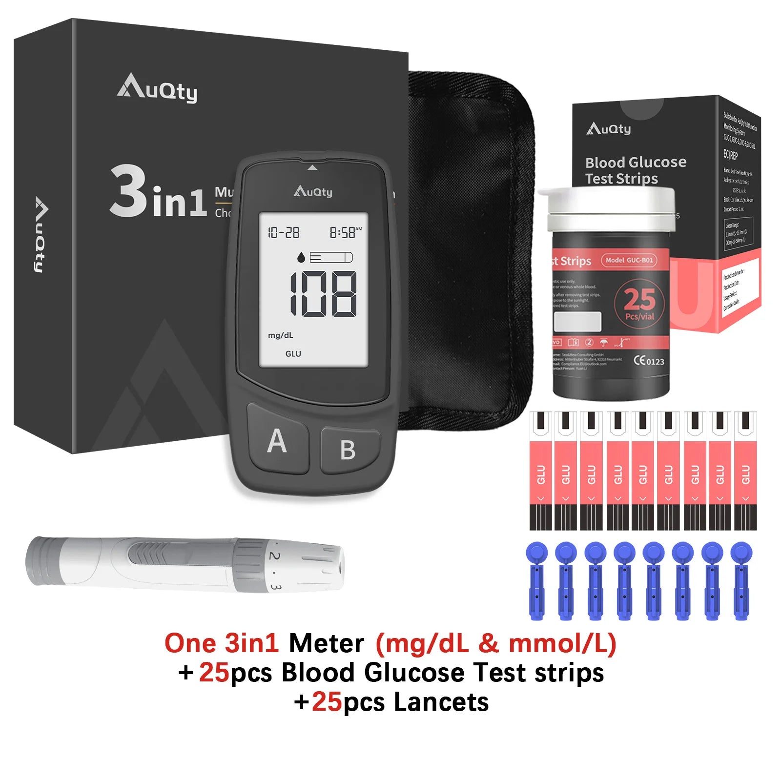 3-in-1 Cholesterol, Uric Acid & Glucose Meter Kit