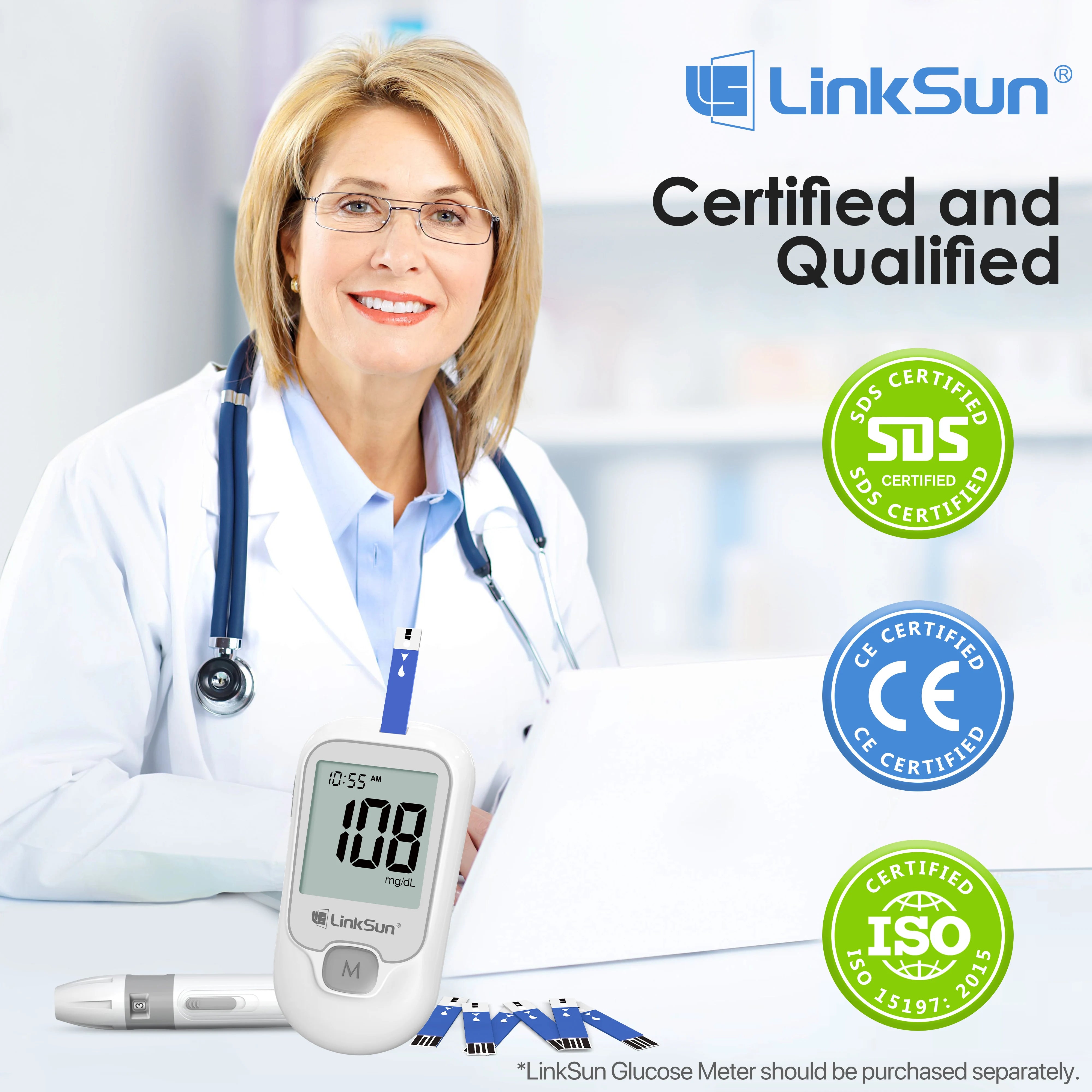 50pcs Glucose Test Strips & Lancets – For G-425/G-427B Meters