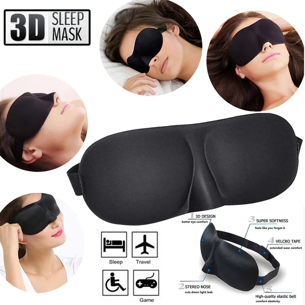 3D Soft Padded Sleeping Eye Mask – Travel & Rest Aid