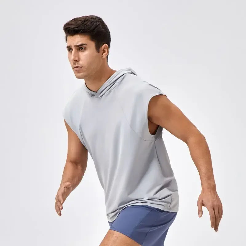 Men’s Wide Shoulder Quick-Dry Hooded Tank Top