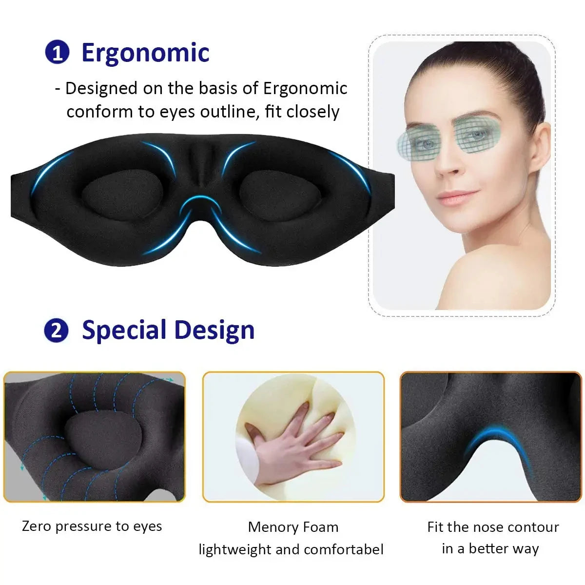 3D Contoured Sleep Eye Mask with Earplugs